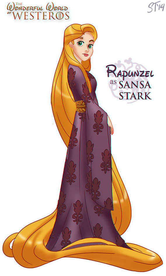Rapunzel as Sansa Stark by DjeDjehuti