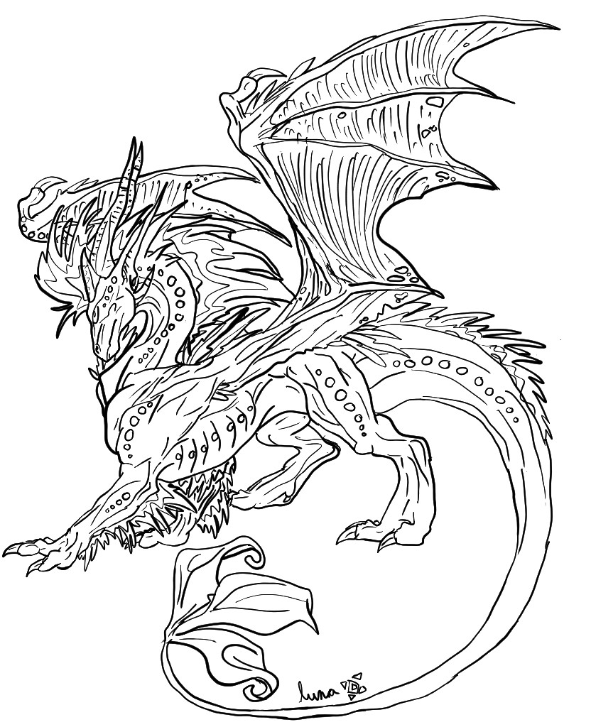 dragon line art by Luna-the-moon-dragon on DeviantArt