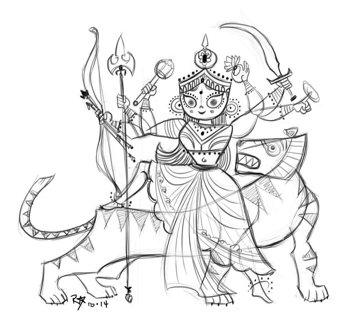 Pencil Drawings Of Goddess Durga - pencildrawing2019